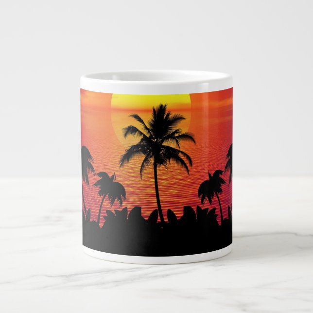 Taza De Café Gigante Nature Sunset Palm Trees illustration (Frente)