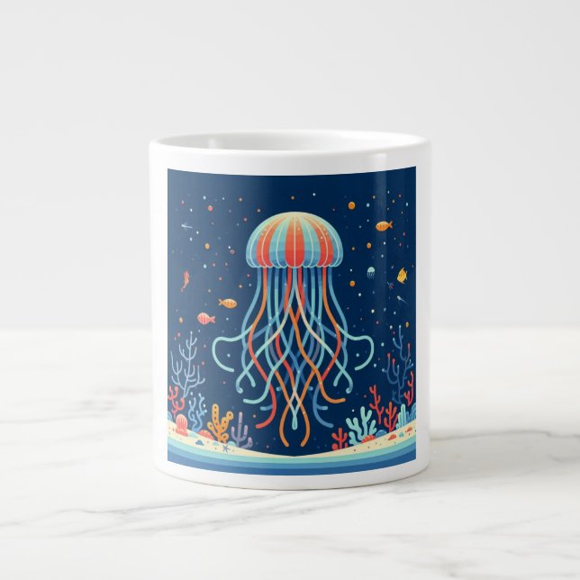 Taza De Café Gigante náutica/playa/medusas costeras (Frente)