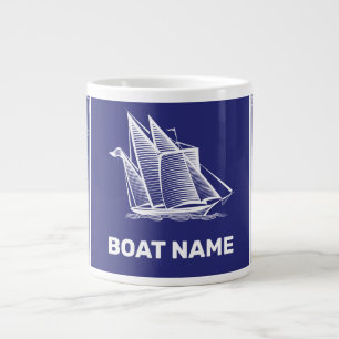 Taza De Café Gigante Nautical Design Navy Blue Cloth Mug