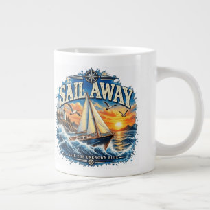 Taza De Café Gigante Navega Lejos Navega el Azul Desconocido Náutico