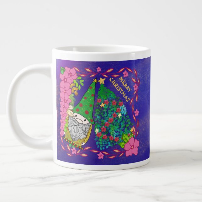 TAZA DE CAFÉ GIGANTE NAVIDAD FEROSA PERSONALIZADA CON ÁRBOL DE GNOME XM (Izquierda)