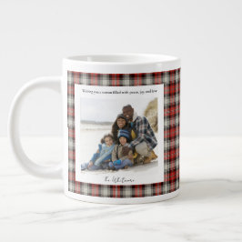 Taza De Café Gigante Navidad Vintage Cute Rojo Cuadros Monograma 2 Foto