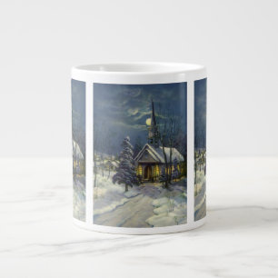 Taza De Café Gigante Navidad Vintage, Iglesia de Invierno en la Nieve c