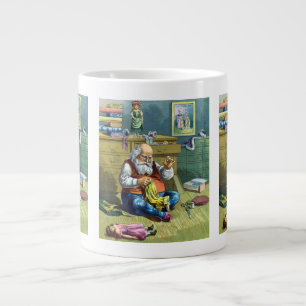 Taza De Café Gigante Navidad Vintage, Santa Claus haciendo muñecas de j