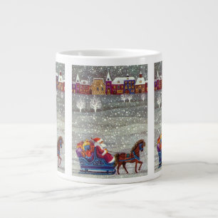 Taza De Café Gigante Navidad Vintage, Santa Claus Trineo Abierto de un 