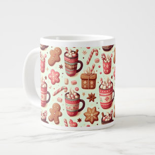 Taza De Café Gigante Navidades acogedores Patrón de cacao y pan de jeng