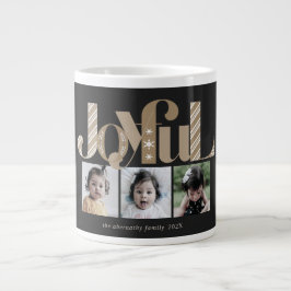 Taza De Café Gigante Navidades alegres tres foto de oro negro