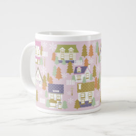 Taza De Café Gigante Navidades Casas Rosa