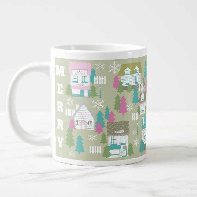 Taza De Café Gigante Navidades Casas verdes (Izquierda)
