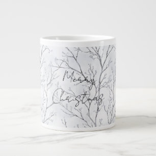Taza De Café Gigante Navidades de árboles de invierno plateados