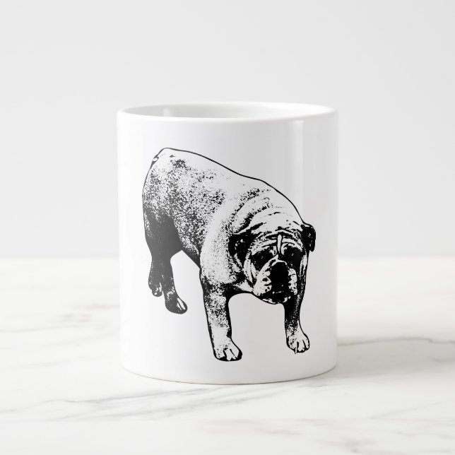 Taza De Café Gigante Navidades de bulldog (Frente)