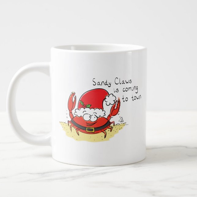 Taza De Café Gigante Navidades de cangrejo callejero graciosos vacacion (Izquierda)