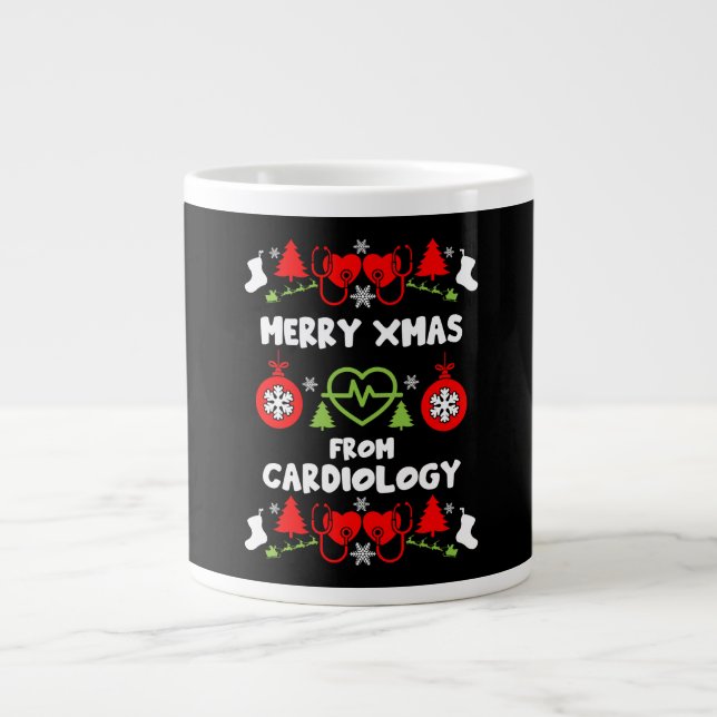 Taza De Café Gigante Navidades de cardiología Regalos de personal médic (Frente)