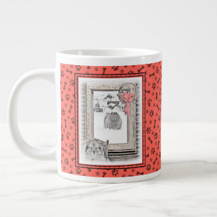 Taza De Café Gigante Navidades de Keeshond Ventana de Invierno Pintura 