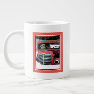 Taza De Café Gigante Navidades de Keeshond Viejo Camión Pintando Arte D