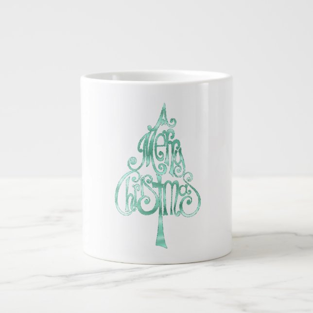 Taza De Café Gigante Navidades de Mint Green Glam (Frente)