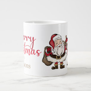 Taza De Café Gigante Navidades de nombres personalizados de Santa y Rud