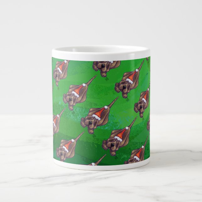 Taza De Café Gigante Navidades De Perro De Hound En Verde (Frente)