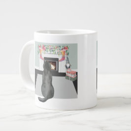Taza De Café Gigante Navidades de perro de Labrador Negro reemplazan la