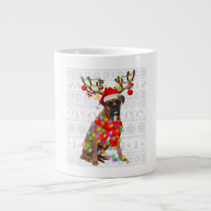 Taza De Café Gigante Navidades de perros de boxer de renos divertidos i