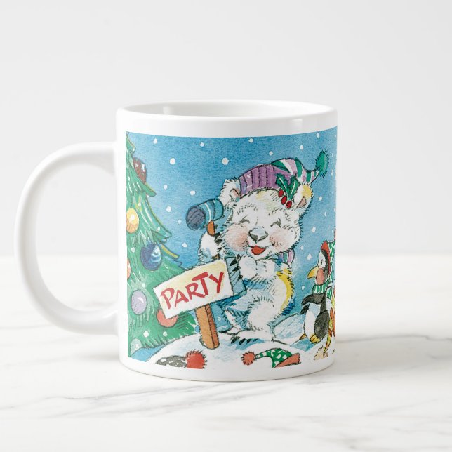 Taza De Café Gigante Navidades de Personalizado lindo Fiesta de oso pol (Izquierda)