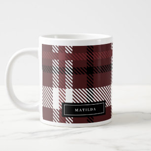 Taza De Café Gigante Navidades de rastrillaje de borgoña y tártaro negr