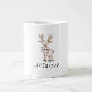 Taza De Café Gigante Navidades de renos de Cream Tan orgánicos