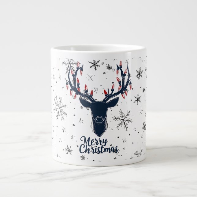 Taza De Café Gigante Navidades de renos festivos (Frente)