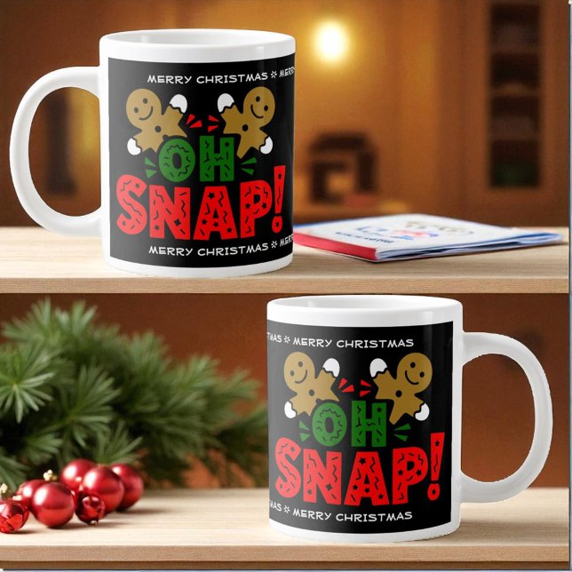 Taza De Café Gigante Navidades del hombre del pan de jengibre enganchad (Running template top and bottom Christmas ceramic mug)