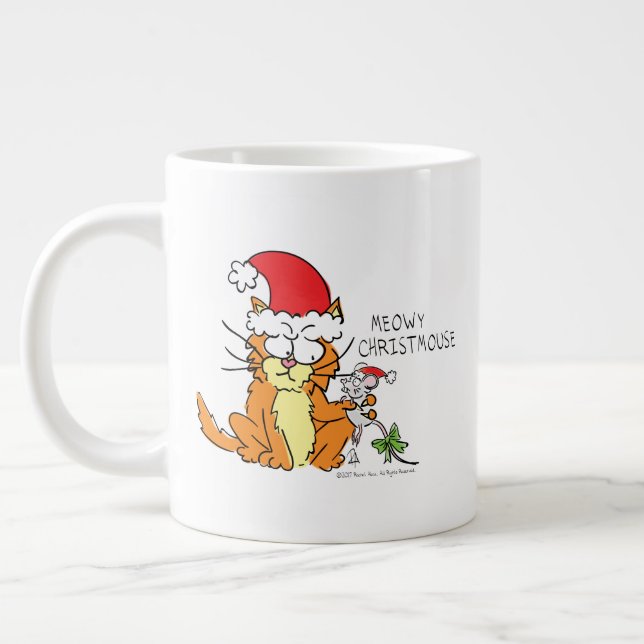 Taza De Café Gigante Navidades del ratón del gato Divertido Personaliza (Izquierda)