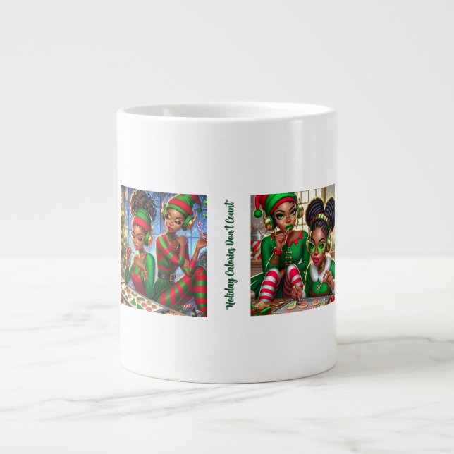 Taza De Café Gigante Navidades Elves y Goodies (Frente)