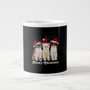 Taza De Café Gigante Navidades felices Gato lindo con Santa Claus