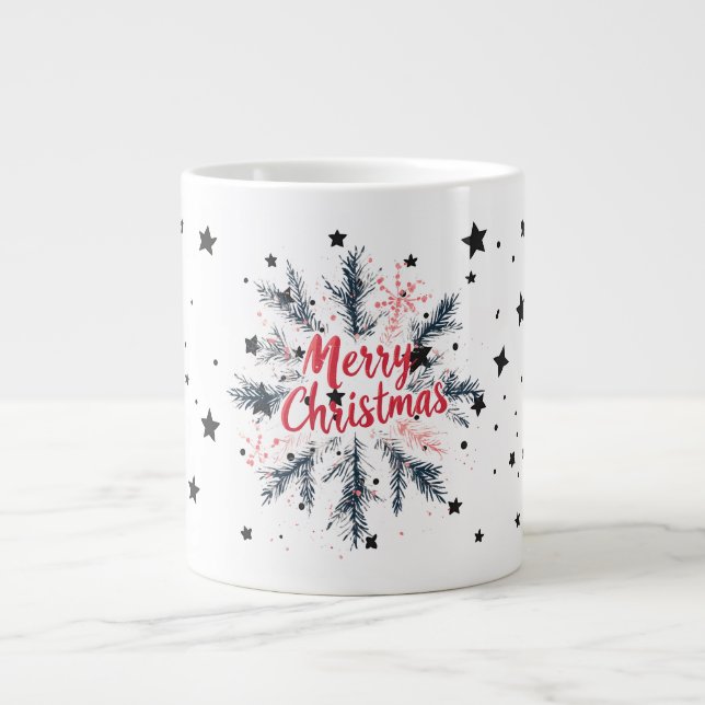 Taza De Café Gigante Navidades festivos de copo de nieve Mug (Frente)