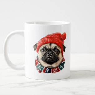 Taza De Café Gigante Navidades gorra pug lindo