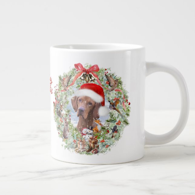 Taza De Café Gigante Navidades húngaros de Vizsla (Derecha)