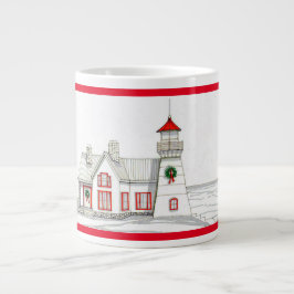 Taza De Café Gigante Navidades Jumbo del faro dibujado a mano