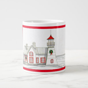 Taza De Café Gigante Navidades Jumbo del faro dibujado a mano
