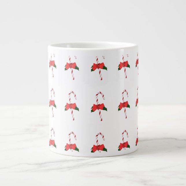 Taza De Café Gigante Navidades mistletostick rojo verde (Frente)