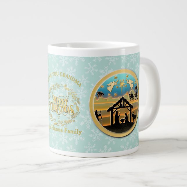 Taza De Café Gigante Navidades Natividad y Te Amas Abuela (Derecha)