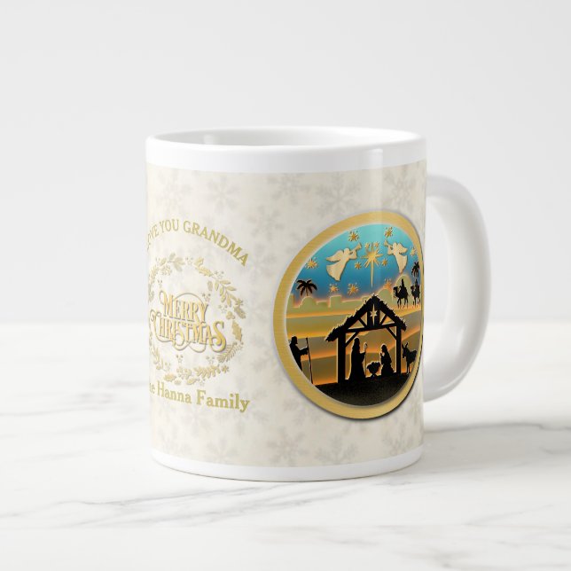 Taza De Café Gigante Navidades Natividad y Te Amas Abuela (Derecha)