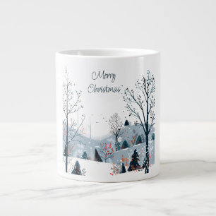 Taza De Café Gigante Navidades paisaje de nieve invierno Feliz Navidad
