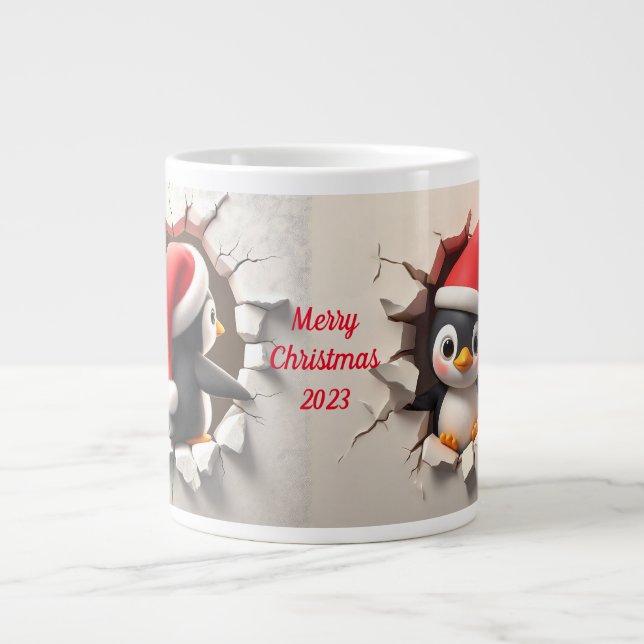 Taza De Café Gigante Navidades Penguin 3D Breakout (Frente)