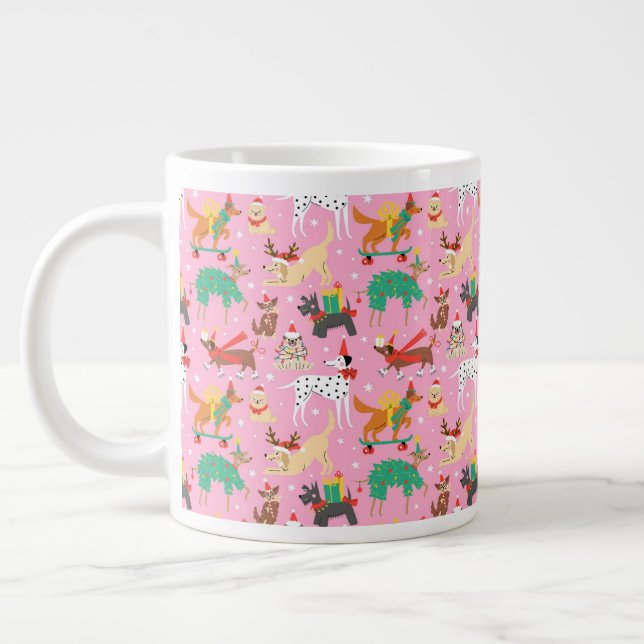 Taza De Café Gigante Navidades perros con traje de vacaciones (Izquierda)