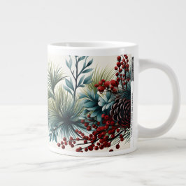 Taza De Café Gigante Navidades Pine Cones y Berries 20oz Mug por Coff