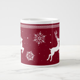 Taza De Café Gigante Navidades renos y copos de nieve