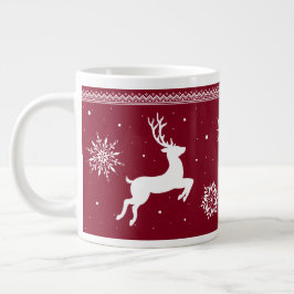 Taza De Café Gigante Navidades renos y copos de nieve