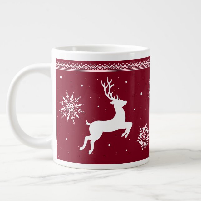 Taza De Café Gigante Navidades renos y copos de nieve (Izquierda)