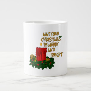 Taza De Café Gigante Navidades rojos brillantes y merry mug