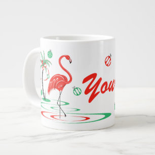 Taza De Café Gigante Navidades rojos Flamingo Nombre jumbo