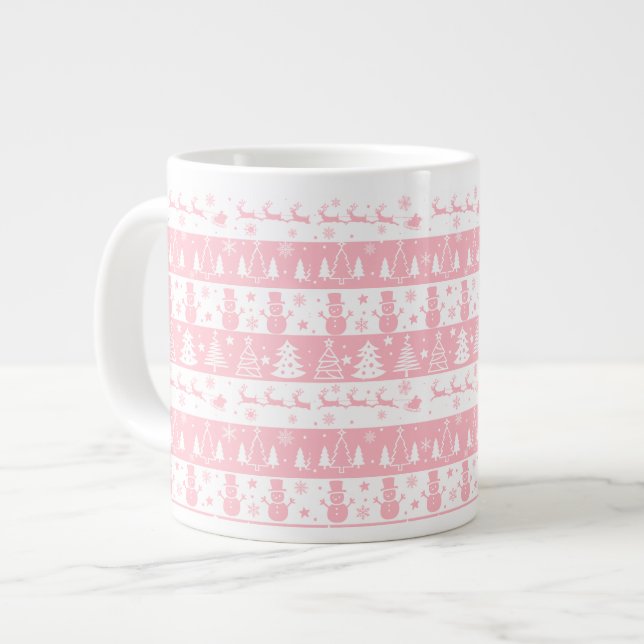 Taza De Café Gigante Navidades rosados lindo Regalos de invierno (Izquierda)
